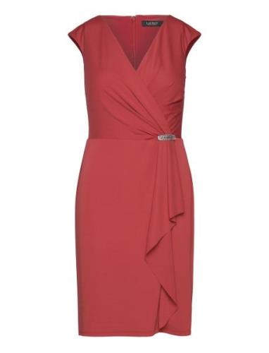 Jersey Cap-Sleeve Cocktail Dress Lyhyt Mekko Red Lauren Ralph Lauren