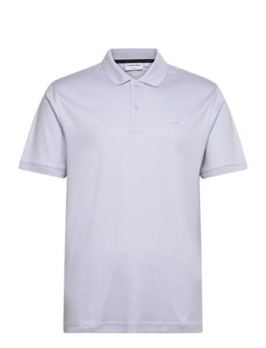 Smooth Cotton Slim Polo Tops Polos Short-sleeved Blue Calvin Klein