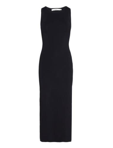 Briellegz Sl Rib Dress Polvipituinen Mekko Black Gestuz