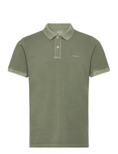 Sunfaded Pique Ss Rugger Tops Polos Short-sleeved Khaki Green GANT