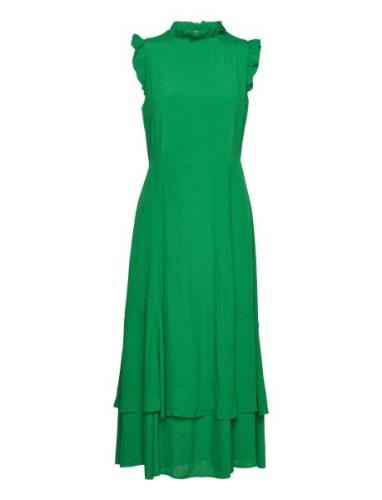 Midi Length Ruffle Dress Polvipituinen Mekko Green IVY OAK