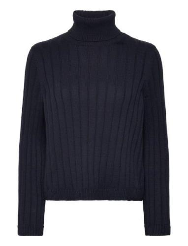 Callunapw Pu Tops Knitwear Turtleneck Navy Part Two