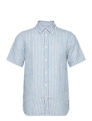 Kris Linen Ss Shirt Tops Shirts Short-sleeved Blue Les Deux