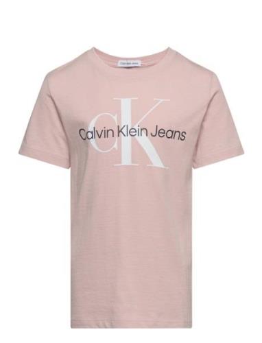 Ck Monogram Ss T-Shirt Tops T-shirts Short-sleeved Pink Calvin Klein