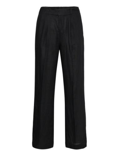 Denise Linen Trousers Bottoms Trousers Wide Leg Black Gina Tricot