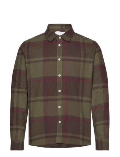 Jeremy Flannel Shirt Tops Shirts Casual Khaki Green Les Deux