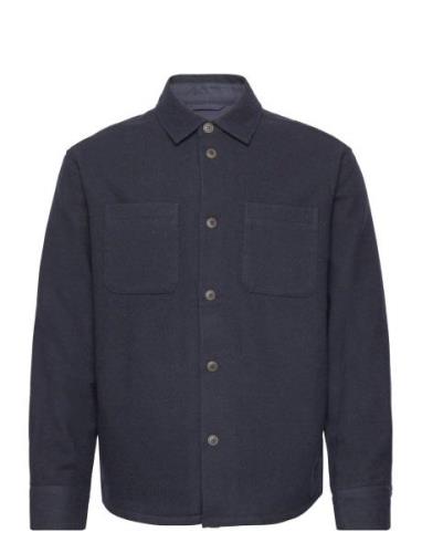 Jacob Check Wool Hybrid Tops Overshirts Navy Les Deux