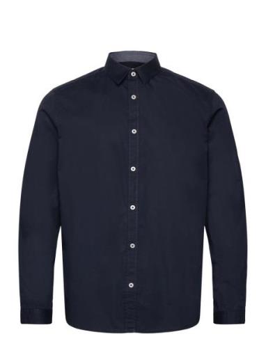 Stretch Poplin Shirt Tops Shirts Casual Navy Tom Tailor