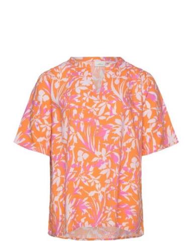 Carpiora China V-Split Top Wvn Tops Shirts Short-sleeved Orange ONLY C...