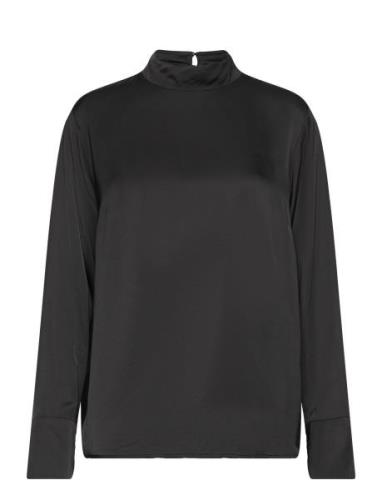 Slfivy Ls Satin Top B Tops Blouses Long-sleeved Black Selected Femme