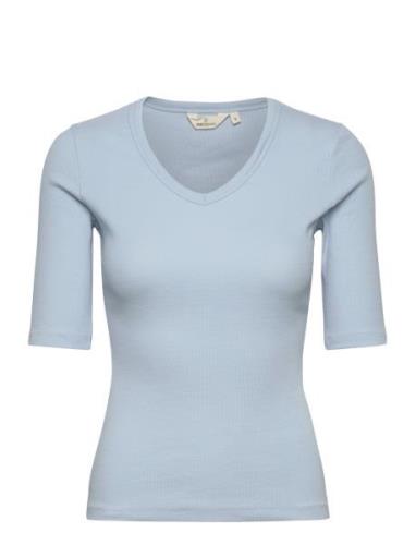 Ludmilla Ss Tee Gots Tops T-shirts & Tops Short-sleeved Blue Basic App...