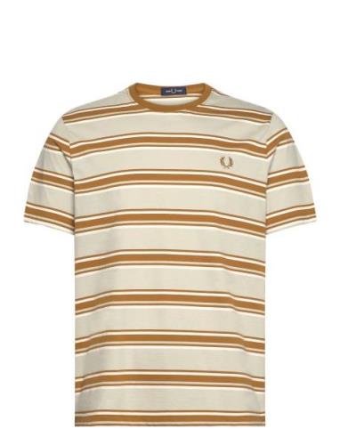 Stripe T-Shirt Tops T-shirts Short-sleeved Beige Fred Perry