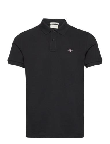 Slim Shield Ss Pique Polo Tops Polos Short-sleeved Black GANT