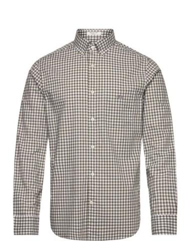 Reg Classic Poplin Gingham Shirt Tops Shirts Casual Brown GANT