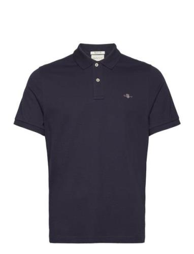 Reg Shield Ss Pique Polo Tops Polos Short-sleeved Navy GANT