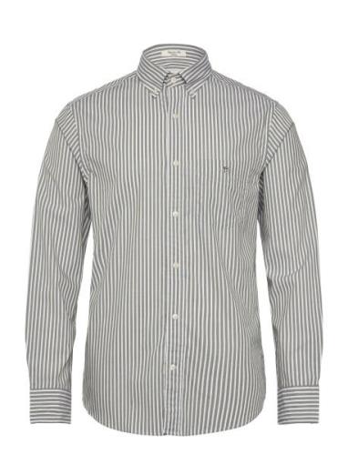 Reg Poplin Stripe Shirt Tops Shirts Casual Green GANT