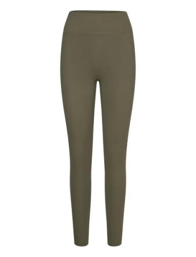 Studio Highwaist Rib Tights Sport Running-training Tights Khaki Green ...