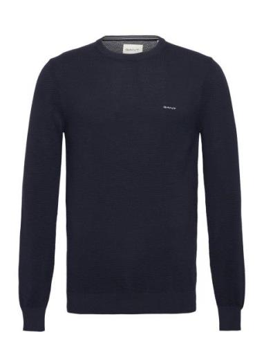 Cotton Pique C-Neck Tops Knitwear Round Necks Navy GANT