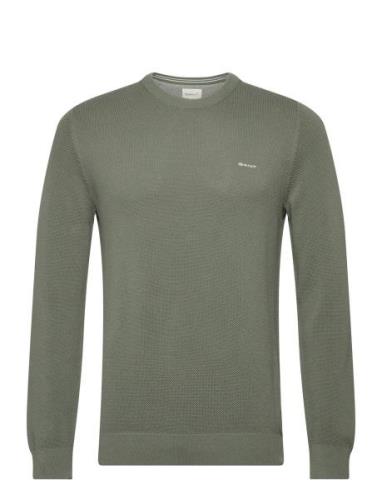 Cotton Pique C-Neck Tops Knitwear Round Necks Green GANT