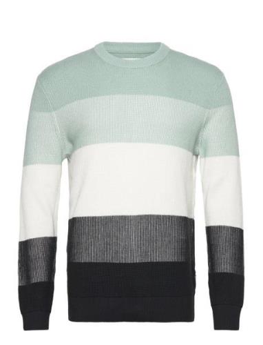 Structured Colorblock Knit Tops Knitwear Round Necks Green Tom Tailor