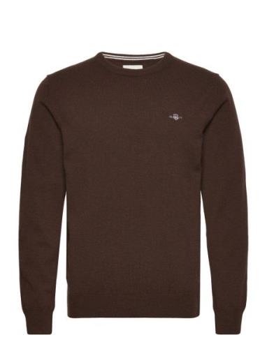 Superfine Lambswool C-Neck Tops Knitwear Round Necks Brown GANT