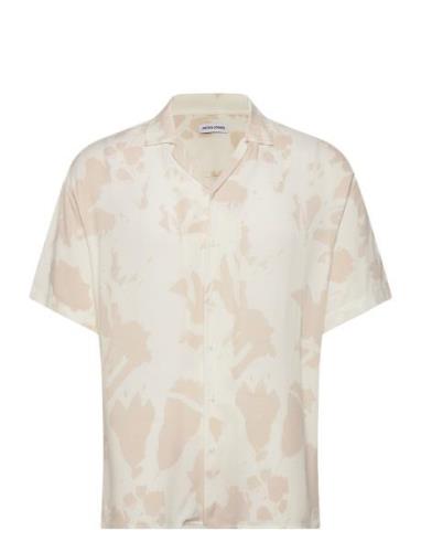 Jjjeff Abstract Print Resort Shirt Ss Tops Shirts Short-sleeved White ...