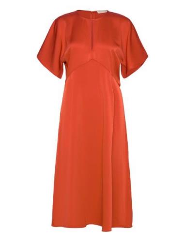 Flutter Slv Midi Drs Polvipituinen Mekko Orange Michael Kors