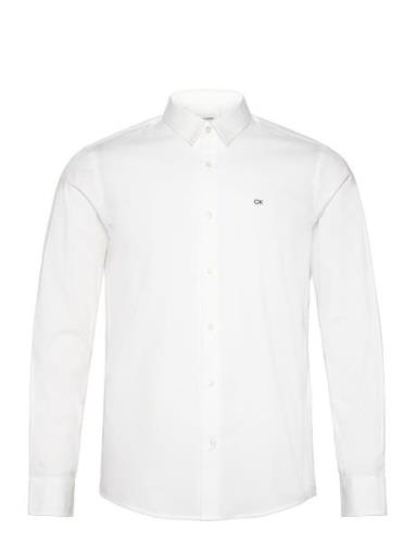 Poplin Stretch Slim Shirt Tops Shirts Casual White Calvin Klein