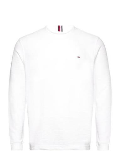 Textured Ls Tee Tops T-shirts Long-sleeved White Tommy Hilfiger