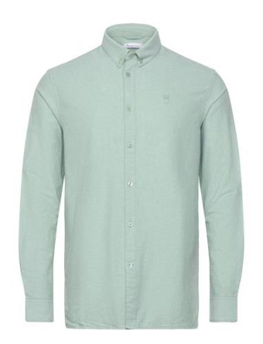 Harald Small Owl Oxford Regular Fit Tops Shirts Casual Green Knowledge...