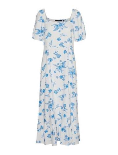 Vmmymilo Ss 7/8 Dress Wvn Ga Polvipituinen Mekko White Vero Moda