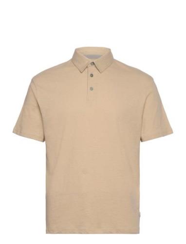 Jprcc Soft Linen Blend Ss Polo Tops Polos Short-sleeved Beige Jack & J...