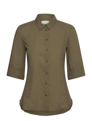 Emmalenapw Sh Tops Shirts Short-sleeved Khaki Green Part Two