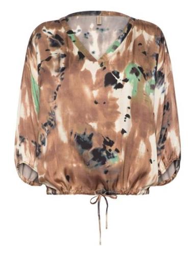 Sc-Dona Tops Blouses Short-sleeved Brown Soyaconcept