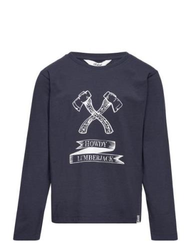 Crawford Ls Tee Tops T-shirts Long-sleeved T-shirts Navy Ebbe Kids