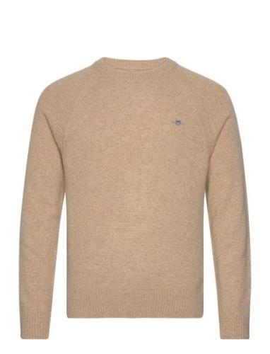 Bicolored Raglan C-Neck Tops Knitwear Round Necks Beige GANT