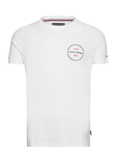 Hilfiger Roundle Tee Tops T-shirts Short-sleeved White Tommy Hilfiger