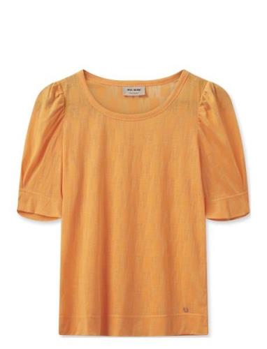 Mmchrissie Burn-Out Tee Tops Blouses Short-sleeved Orange MOS MOSH