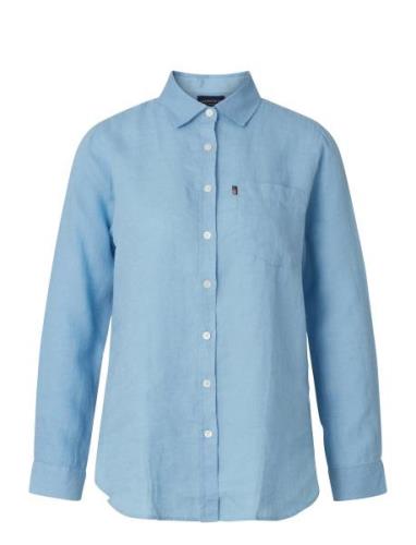 Isa Linen Shirt Tops Shirts Long-sleeved Blue Lexington Clothing