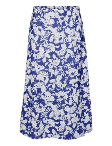 Vmfrej H/W 7/8 Pencil Skirt Wvn Exp Polvipituinen Hame Blue Vero Moda