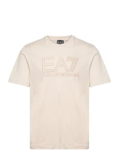 T-Shirt Tops T-shirts Short-sleeved Cream EA7