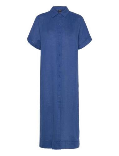 Dress Laila Pure Linen Polvipituinen Mekko Blue Lindex