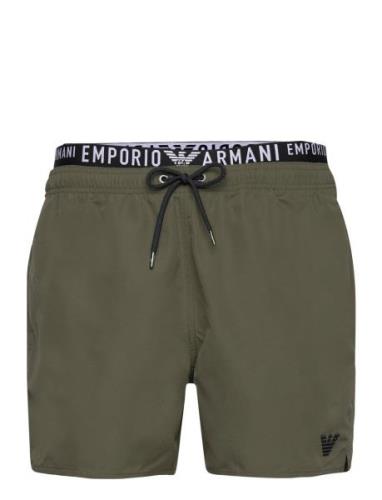 Mens Woven Boxer Uimashortsit Khaki Green Emporio Armani