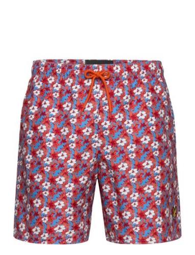 Floral Print Resort Swim Shorts Uimashortsit Red Lyle & Scott