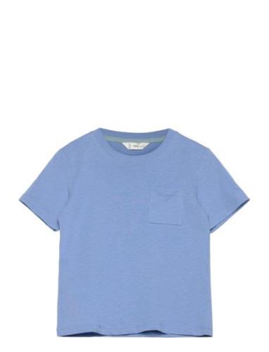 Essential Cotton-Blend T-Shirt Tops T-shirts Short-sleeved Blue Mango