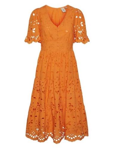 Yaskanikka 2/4 Midi Dress Polvipituinen Mekko Orange YAS