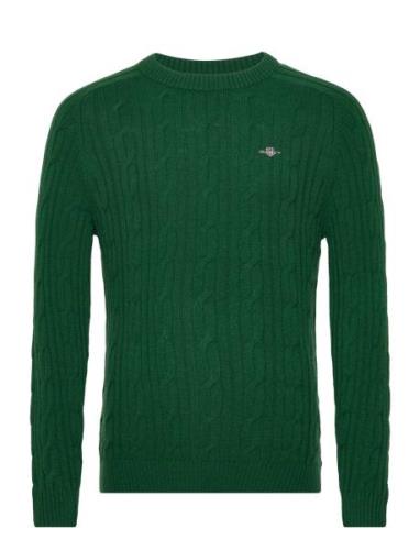 Lambswool Cable C-Neck Tops Knitwear Round Necks Green GANT