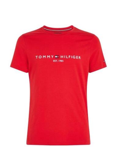 Tommy Logo Tee Tops T-shirts Short-sleeved Red Tommy Hilfiger