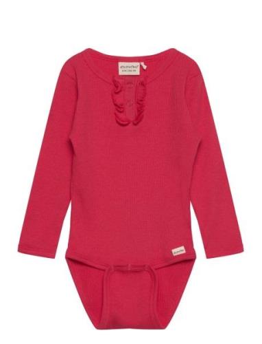 Body Ls Rib Bodies Long-sleeved Red Minymo