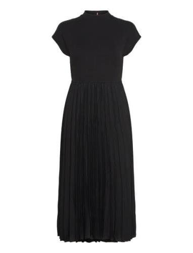 5X2 Rib Mk-Nk Pleat Midi Drs Ss Polvipituinen Mekko Black Tommy Hilfig...